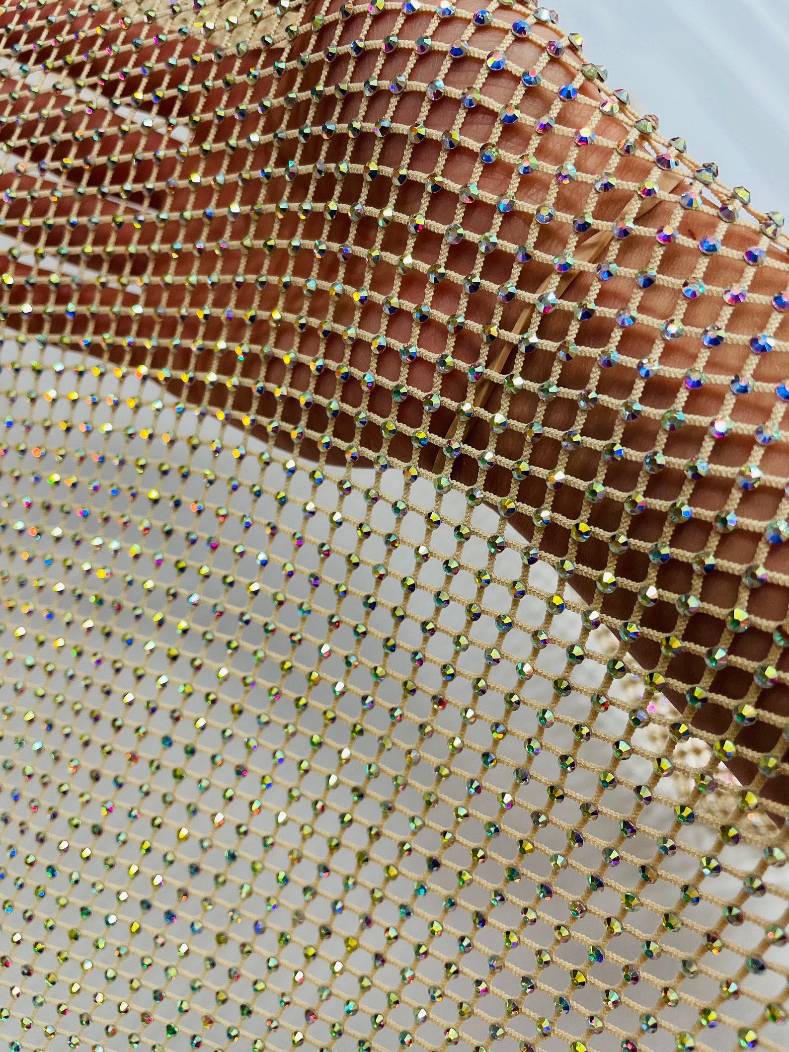 Rhinestone Stretchy Bling Fabric Multiple Colors Etsy