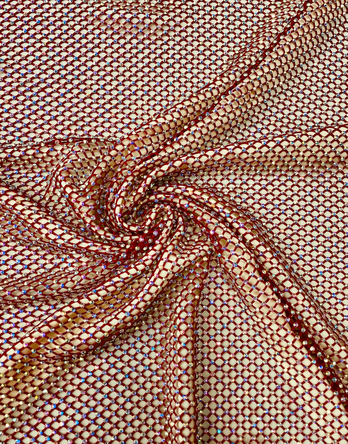 Rhinestone Stretchy Bling Fabric Multiple Colors Etsy