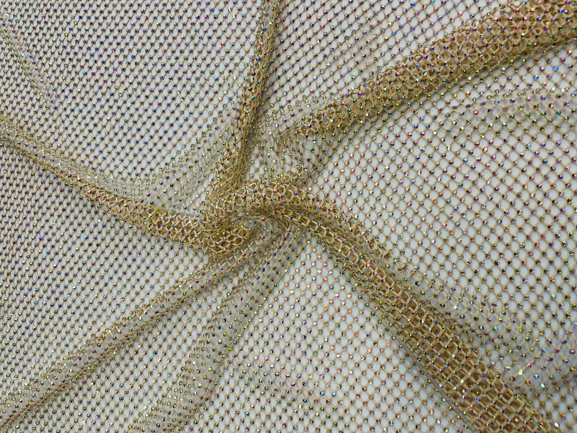 Rhinestone Stretchy Bling Fabric Multiple Colors Etsy.de