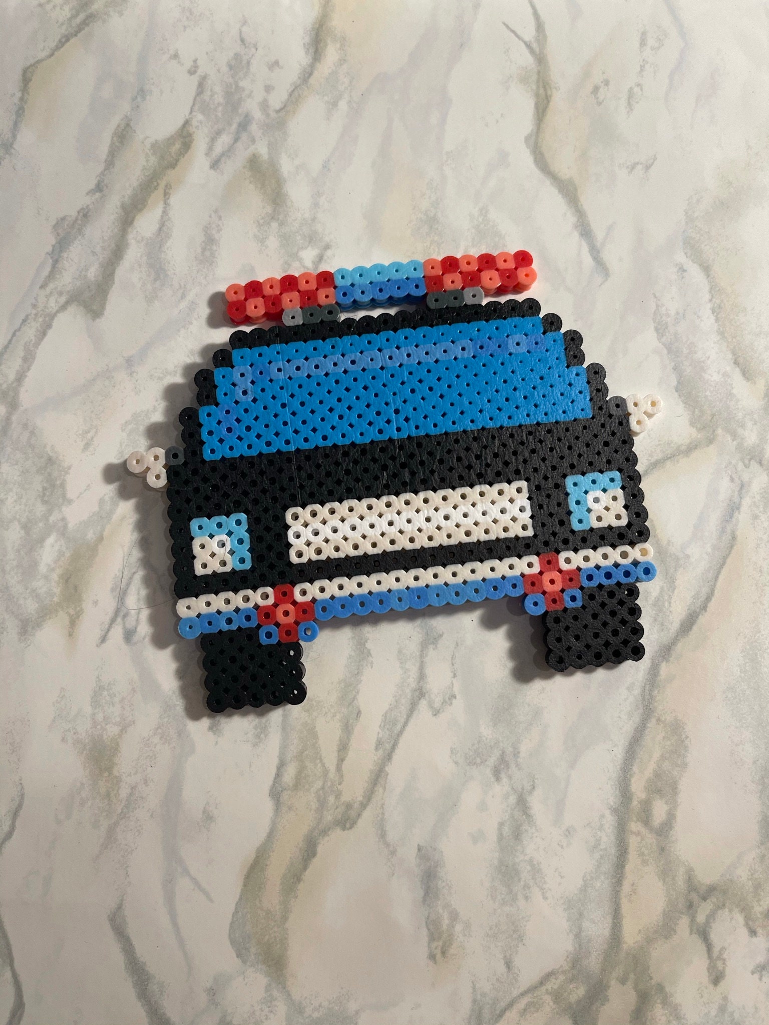 Completed Perler Bead Police Car Perler Creations Beaded Designs Police