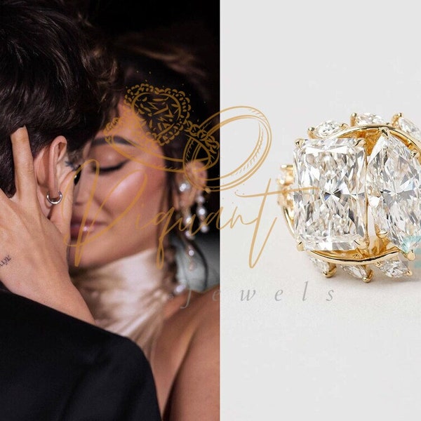 Toi Et Moi Marquise - Radiant Cut Moissanite Engagement Ring Francesca Farago Replica Ring 14K Solid Gold Cluster Ring Flower Celebrity Ring