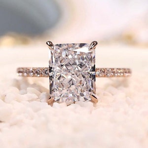 4 CT Radiant Cut Moissanite Engagement Ring 14K Solid Gold Ring Anniversary Ring Radiant Cut Ring Radiant Cut Solitaire Ring Promise Ring