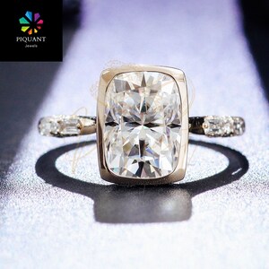 Elegant Cushion Cut Moissanite Diamond Engagement Ring,Promise Ring,Anniversary Ring,Ring For Women,Unique Ring,14K Gold Ring,Silver Ring