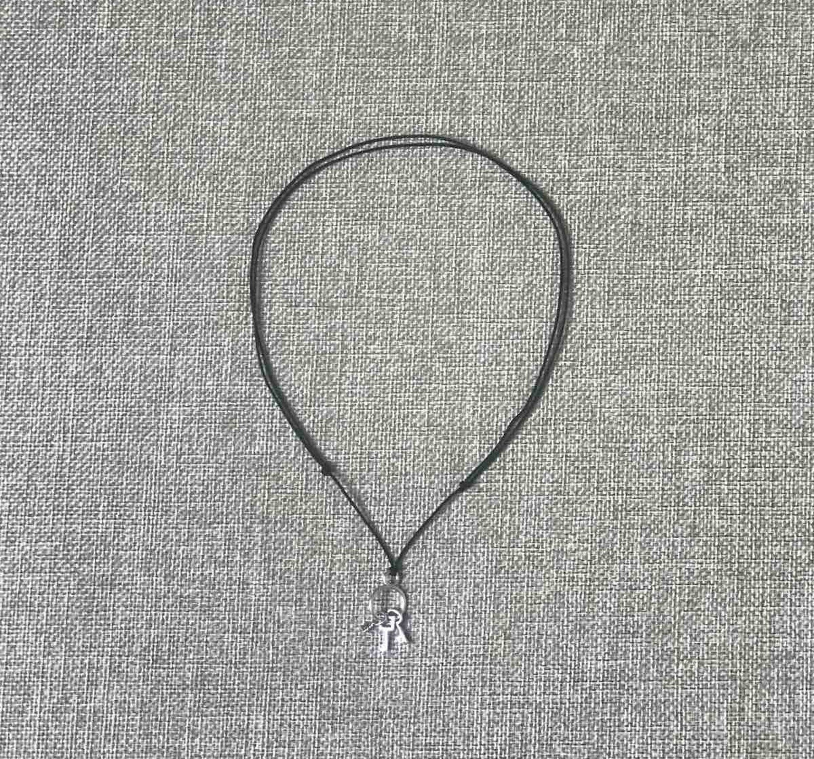 Black cord necklace with Keys charm Black cord string Etsy