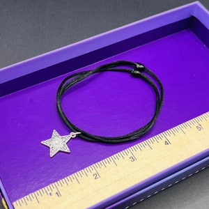 Black cord necklace with Star charm, Black cord string, Necklace on slip knots, Black cord necklace, Slip-knot charm necklace, Star choker, Star necklace, Black cord necklace, Slip-knot necklace, Black choker necklace, Charm choker necklace