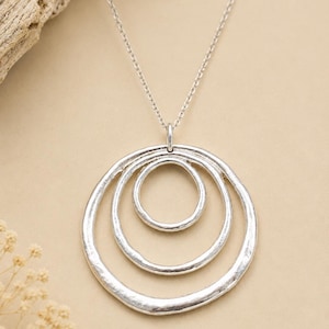Large Circle Necklace, Modern Circle Pendant, Abstract Geometric Jewelry, Minimalist Statement Necklace, Artistic Gift for Her