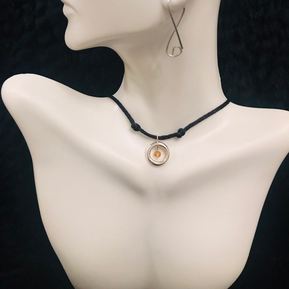 Black Cord Choker Sterling Silver 925 