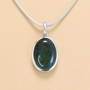 Jade Necklace Sterling Silver Pendant, Green Stone Jewelry, Protection Gift for Mom, Sister, Daughter, 30th 40th 50th Birthday Gift