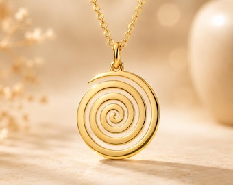 Collier spirale en or, pendentif spirale, bijou de géométrie sacrée, amulette de protection spirituelle, cadeau minimaliste pour elle, collier spirale celtique