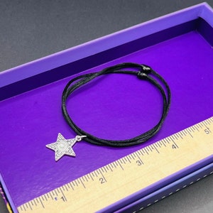 Black cord necklace with Star charm, Black cord string, Necklace on slip knots, Black cord necklace, Slip-knot charm necklace, Star choker, Star necklace, Black cord necklace, Slip-knot necklace, Black choker necklace, Charm choker necklace