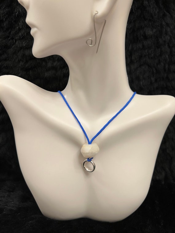 Cacholong Necklace Single Stone Choker 