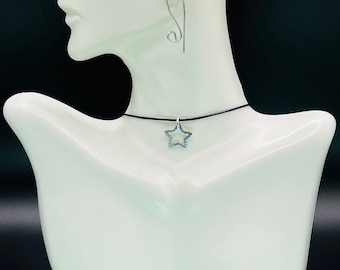 Star charm choker necklace, Star choker, Star necklace, Black cord necklace, Star Charm necklace, Black choker necklace, Star Charm necklace