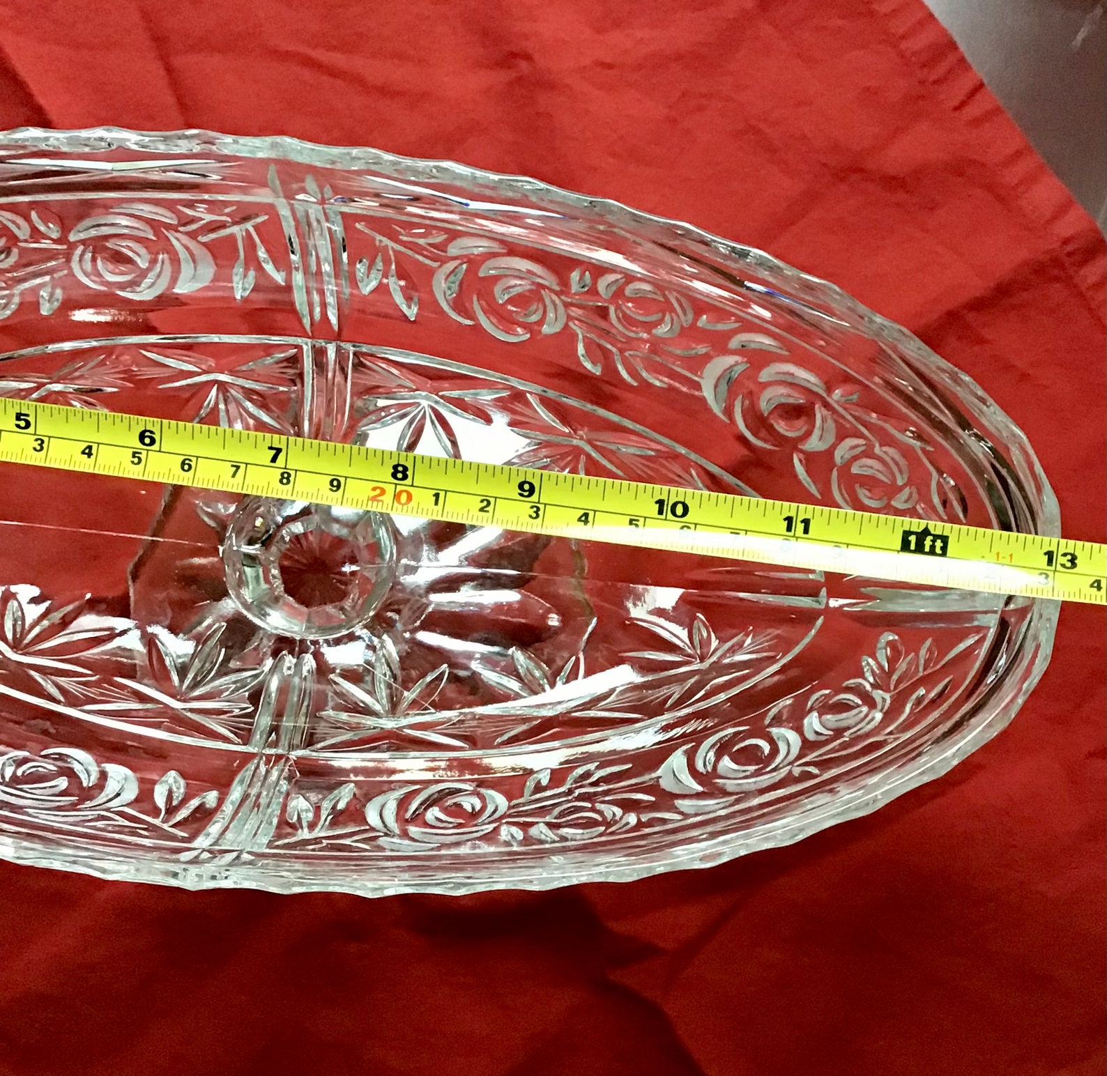 Vintage large cut glass oval pedestal fruit bowl/centerpiece Etsy