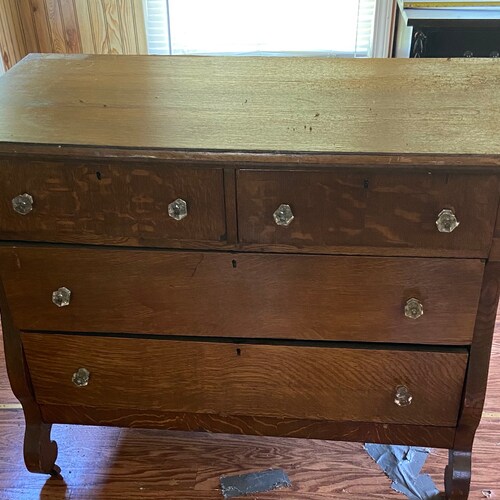 Antique Tiger Oak Wood Dresser Etsy