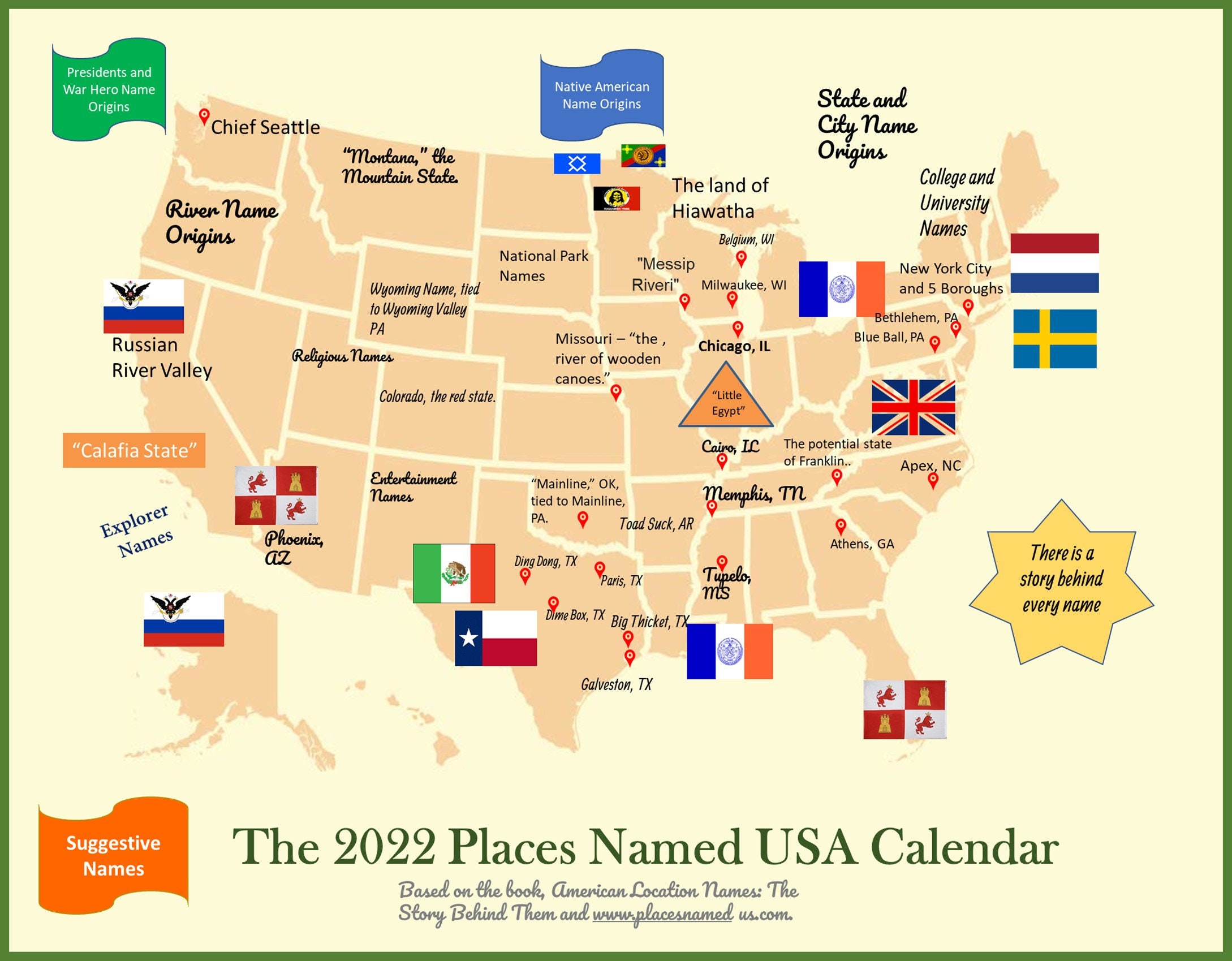 2022 Places Named Calendar of the United States | Etsy