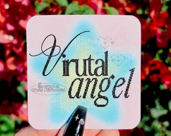 Pegatina de ángel virtual con purpurina de arena