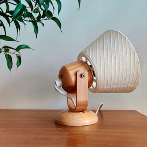 Swedish Wooden Wall Lamp, Vintage Directional Sconce in Turned Pine, Mid-Century Scandinavian Minimalist, Spotlight Reading Bedside Light