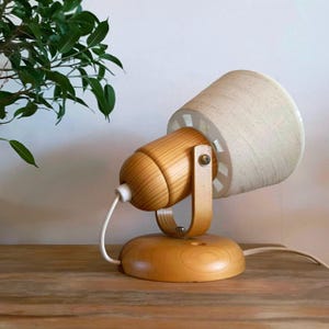 Swedish Wood Wall Lamp, Vintage Directional Sconce in Turned Pine, Mid-Century Minimalist Adjustable Reading Light Fixture, Vigan
