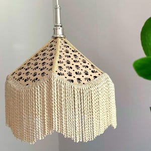 Vintage Pendant Light With Fringe - Lamp Shade with Long Tassels - Fringed Lamp - Swedish Mid-Century Window Light