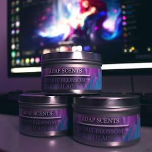 Spirit Blossom Lilac Gaming Candle | League Of Legends Gift | Soy Candle | Enhance Gaming With Focus | Adapscents | Gaming Gift | RiotGames