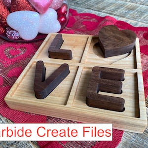 Bandeja para cartas Te amo - Carbide Create Archivo CNC - Solo descargas