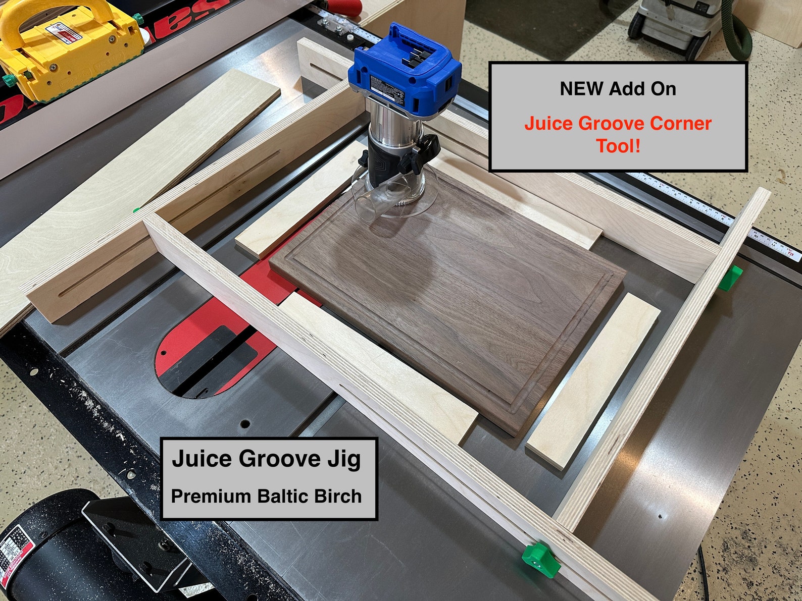 Juice Groove Jig Small to Large Cutting Board Juice Groove Routing Jig