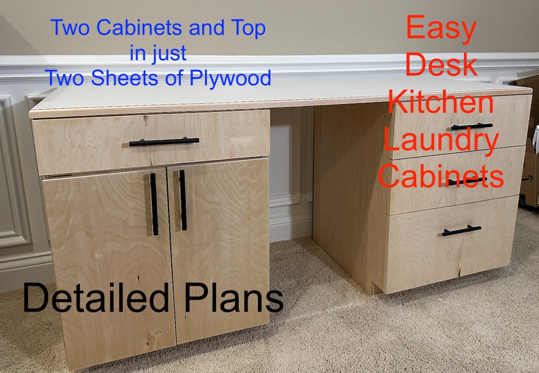 Easy Cabinet Desk Plans - Two Cabinets and Top Using Only Two 