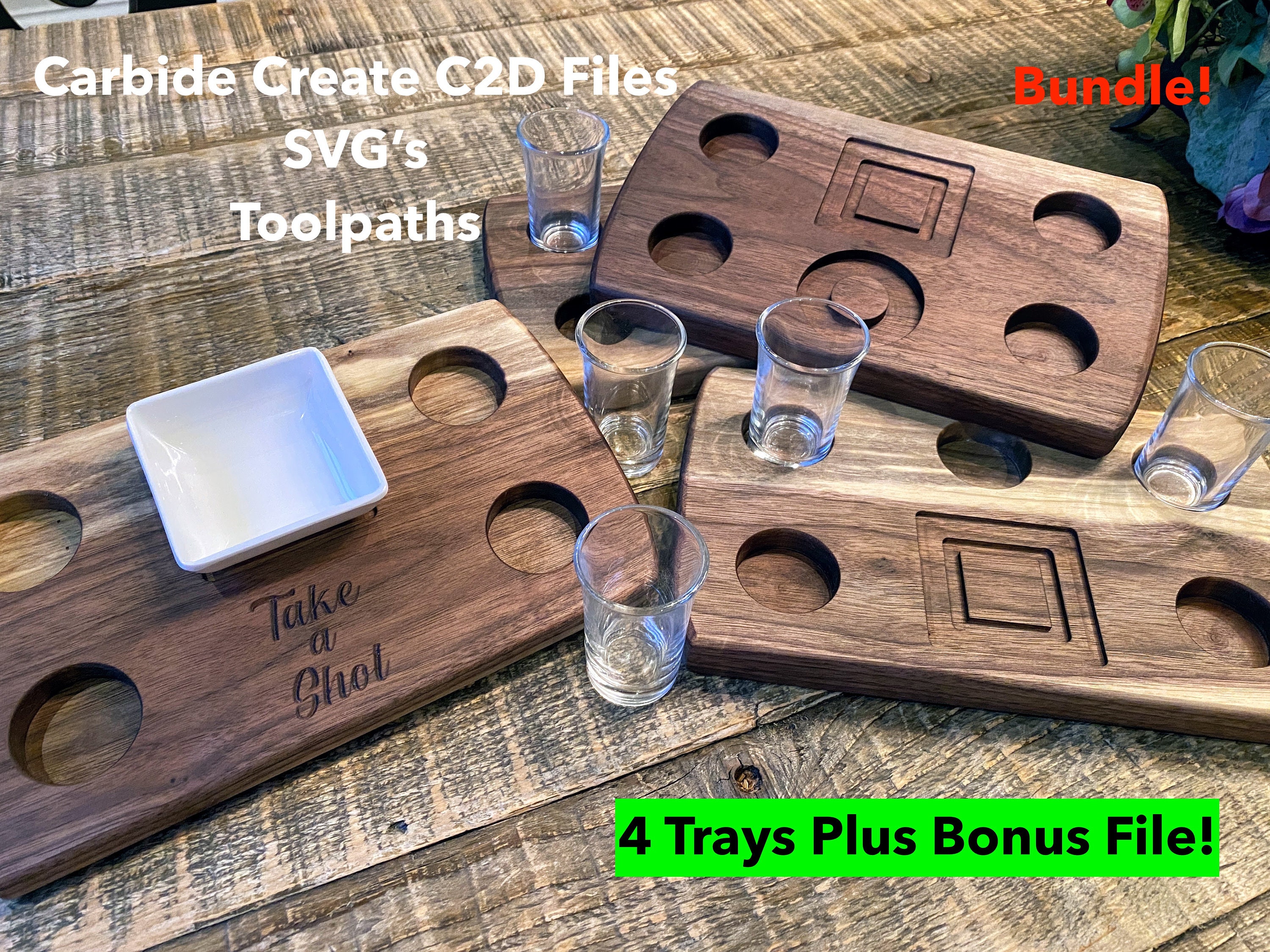 Mega shot tray bundle carbide create files svg 4 trays bonus