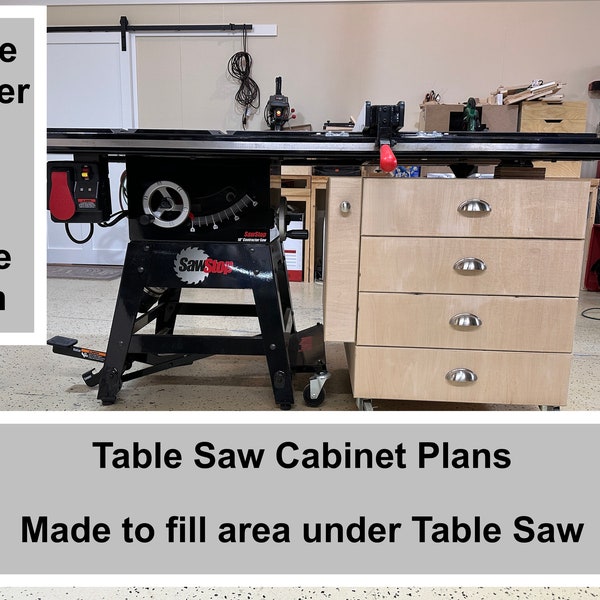 Table Saw Storage Cabinet - Fits under most Contractor or Cabinet Saw Tables - SawStop