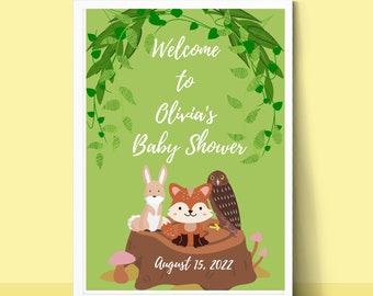 Custom Woodland Baby Shower Welcome Sign (Digital Download)