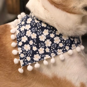 Navy and White Floral Bandana
