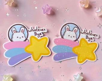 Rabbit Astronaut Sticker Star Bunny Sticker Kawaii Art Shooting Star Sticker Meme Rabbit Sticker Holographic Stickers