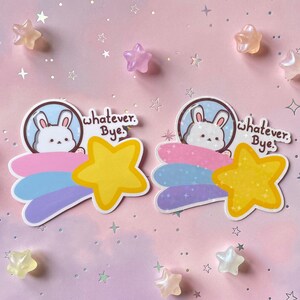 Hasen Astronaut Sticker Stern Bunny Aufkleber Kawaii Art Sternschnuppe Sticker Meme Hase Aufkleber  Holografische Stickers