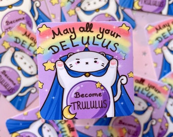 Kawaii Delulu cat sticker cute cat sticker sticker with cat motif Japanese Vinyl Stickers wizard magician