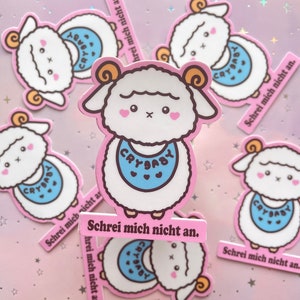 Schaf Sticker "Schrei mich nicht an" Kawaii Sheep Sticker Niedlicher Lamm Aufkleber Crybaby Vinyl Sticker Kleine Geschenke