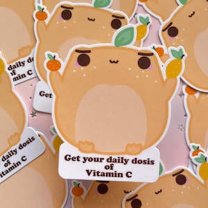 Frosch Vitamin Sticker Kawaii  | Fruit Sticker | Süßer Froggy Vinyl Sticker | Kleine Geschenke |  Kawaii Art Aesthetic