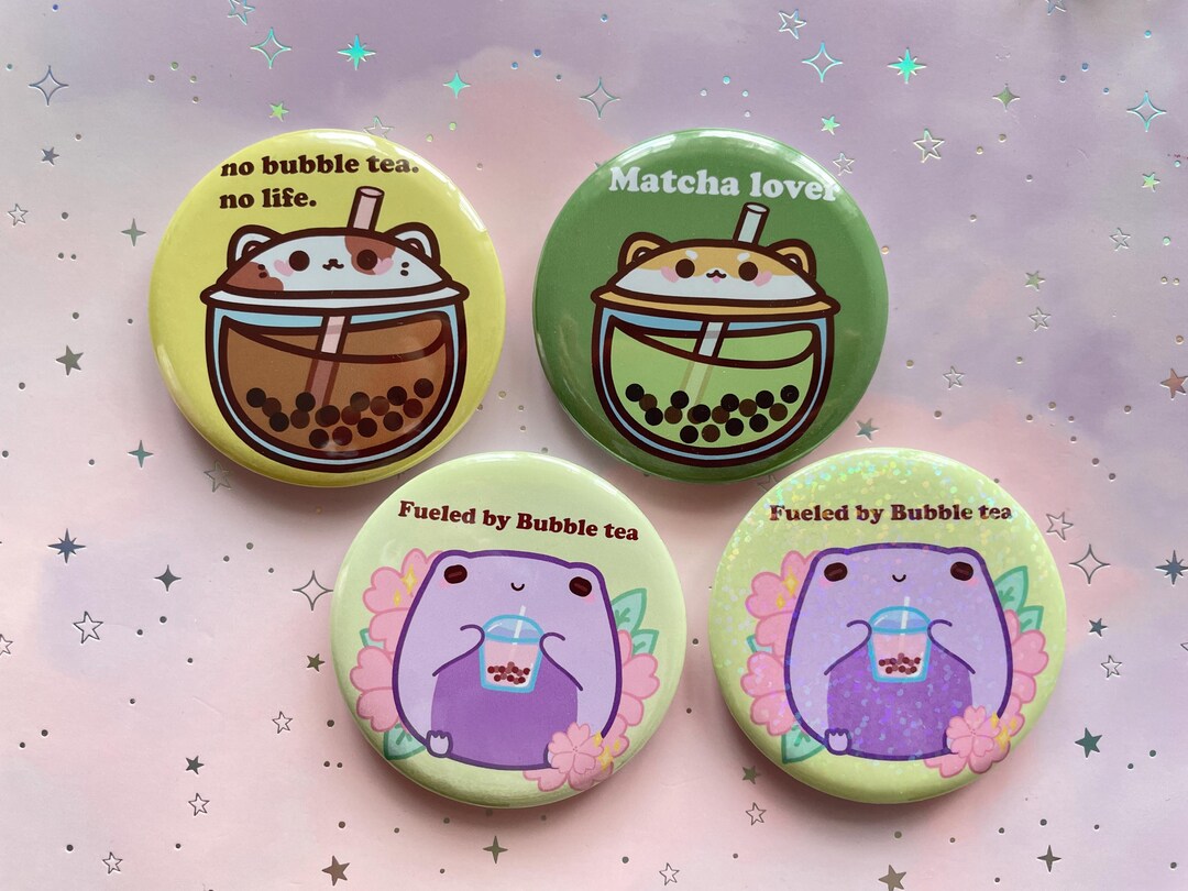 Bubble Tea Button mit Katze | Froggy Button | Boba Tea Badge | Kawaii ...