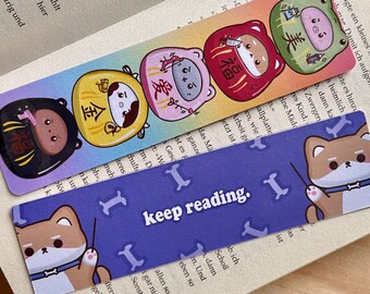 Japanese animals bookmarks | double-sided & laminated | Kawaii bookmarks | double printed | book lovers | cute bookmarks | Daruma