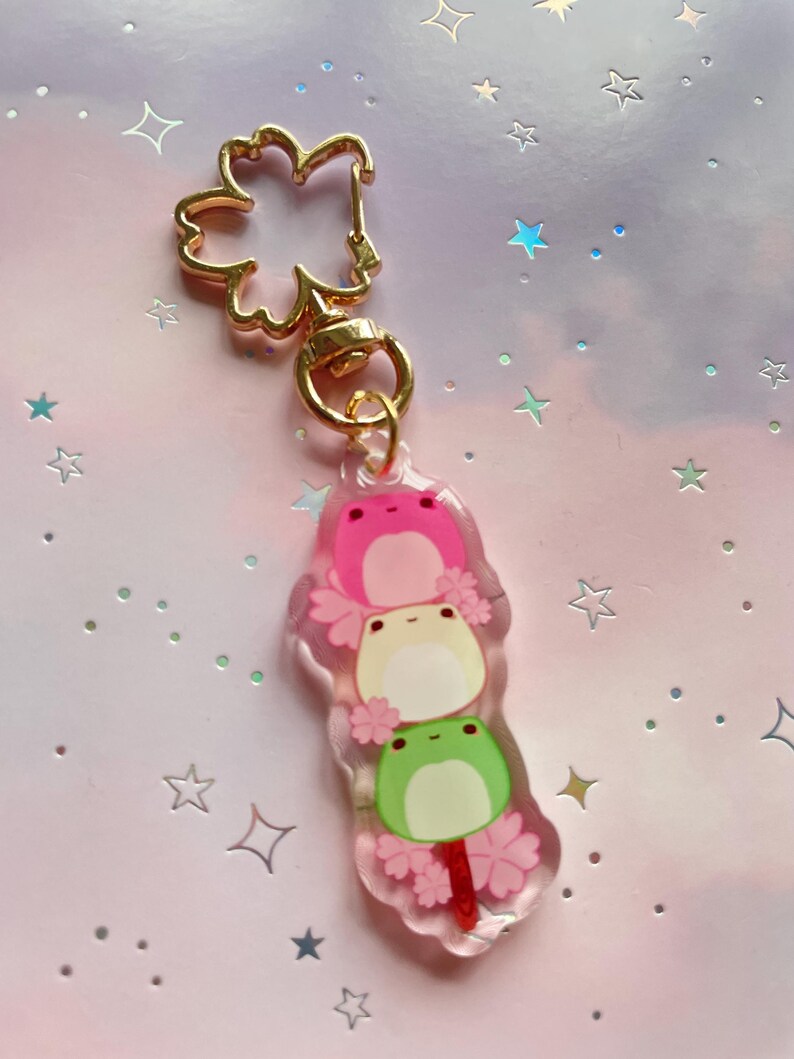Kawaii Mochi Frog Dango Keychain | Transparent Acrylic Meme Froggy Gift ...