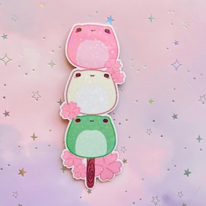 Pegatina de rana Kawaii Dango Dulces japoneses | Lindo caramelo Mochi de rana | Linda pegatina de vinilo Froggy ? Pequeños regalos
