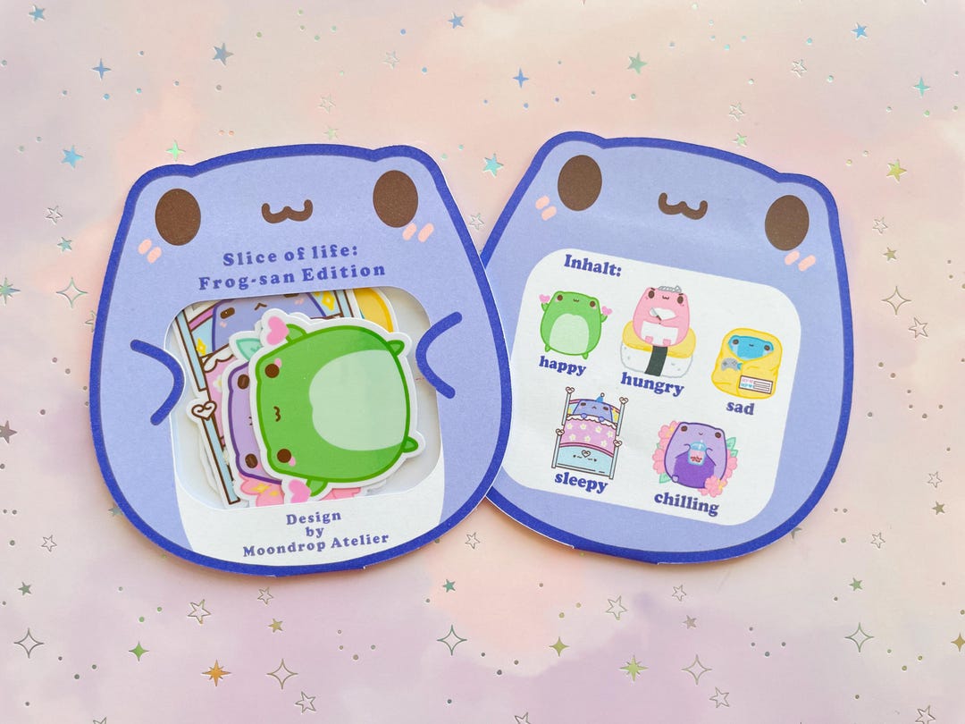 Kawaii Frog Sticker Pack | Cute Frog Sticker Set | Sweet Froggy Sushi ...