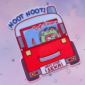 Kikker Sticker Kawaii Isekai Truck kun Meme Sticker Vinyl Stickers | Kleine cadeautjes