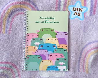 Reusable Stickerbook Kawaii Frog Sticker Collect 100Pages DIN A5 Kawaii Sticker Aesthetic Album Gift
