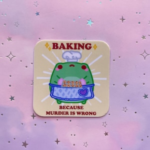 Pegatina de rana Kawaii para repostería, repostería, panadero, meme, rana, rana japonesa, pegatinas de vinilo, pequeños regalos, rana para repostería, bigote