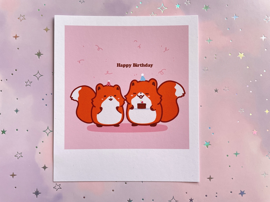 Congratulations Fox Fox Birthday Card Art Print Polaroid Size Fox Birthday Card ...