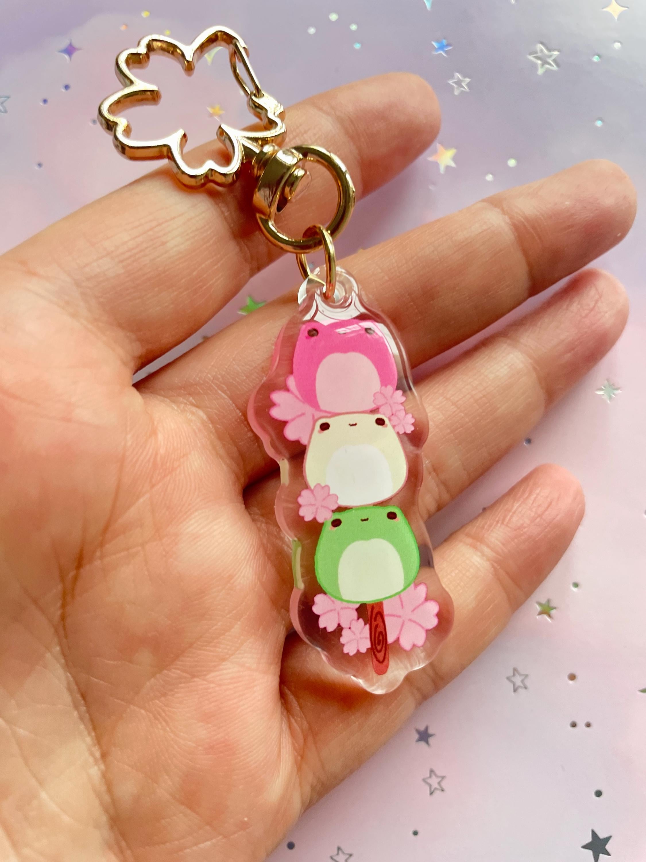 Kawaii Mochi Frog Dango Keychain | Transparent Acrylic Meme Froggy Gift ...