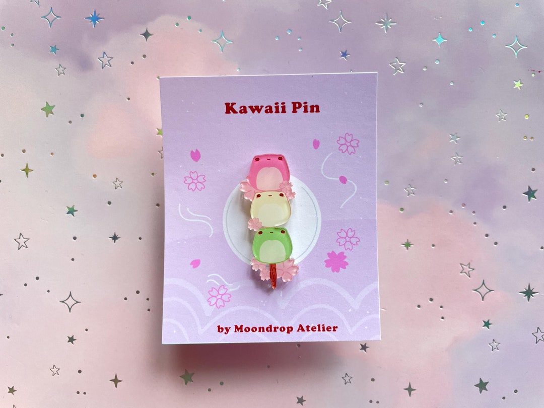 Frog Pin Kawaii Dango Froggy Acrylic Brooch Japanese Sakura Pin Kawaii ...