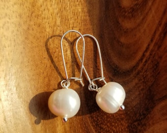Large Statement Pearl Earrings, Freshwater Pearl Earrings, Large Pearl Drop Style Earrings, Sterling Silver Plated Earrings and Pearls