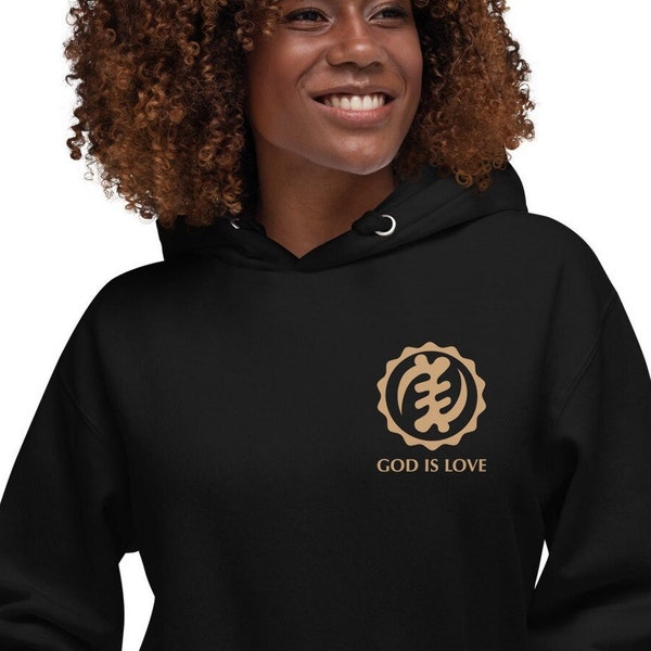 Adinkra Symbol Gye Nyame: God is Supreme, God is King, God is Love Hoodie – Faith-Infused Fashion"  Graphic Hoodie Black Culture T shirt