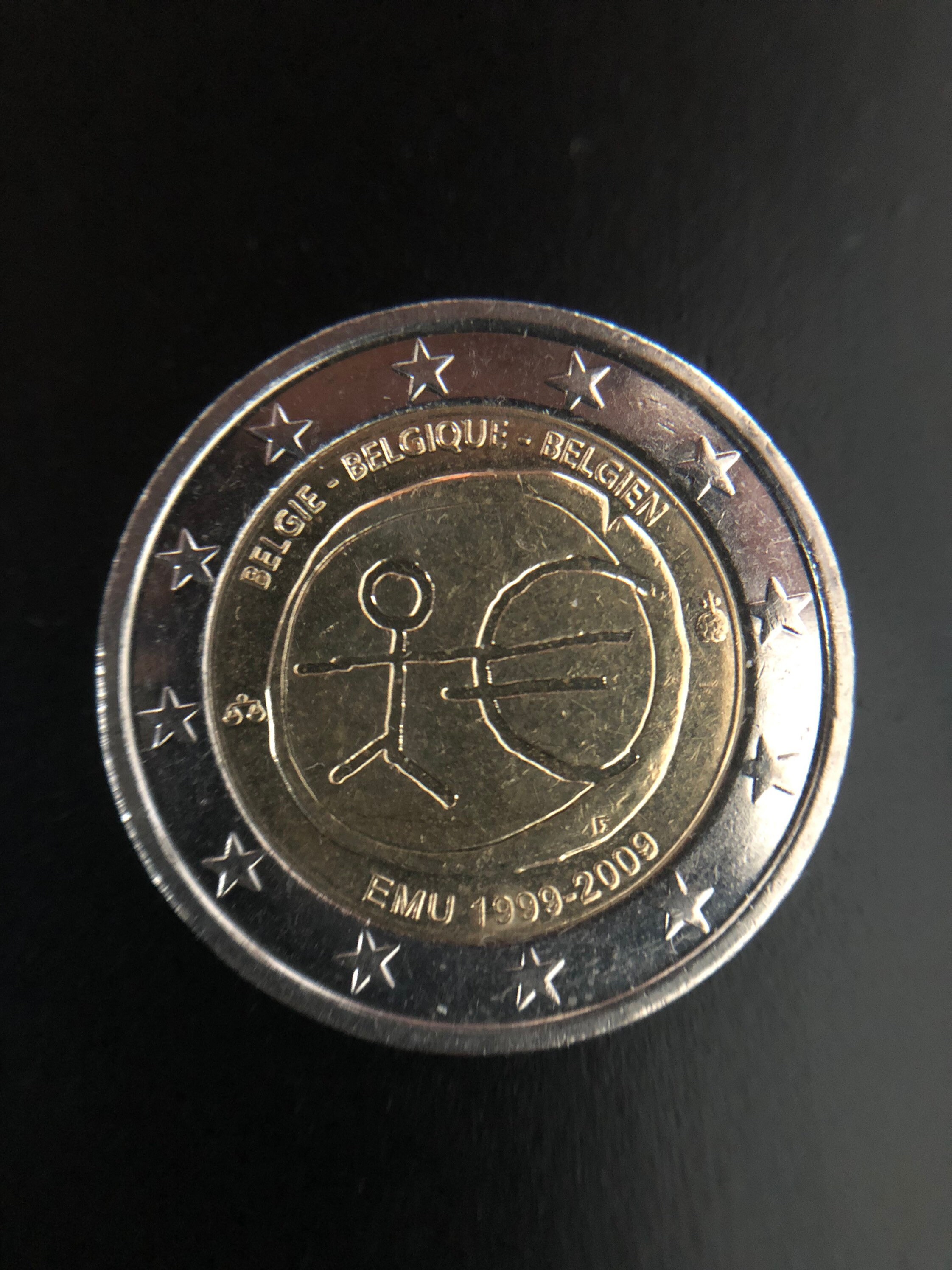 2 Euro Wwu 1999 Bis 2009 Wert Zeldzaam België 2 Euro Munt 10 Jaar EMU 1999-2009 - Etsy